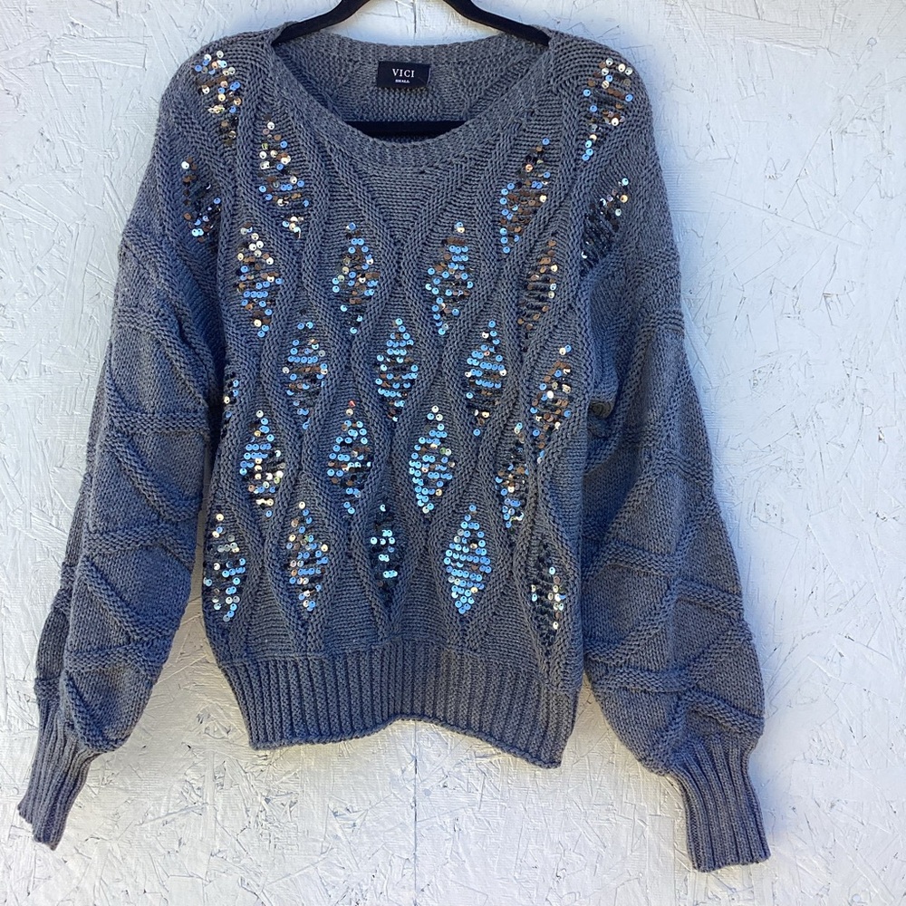 Vici Letty Sequin Pattern Pullover Sweater Size S - image 1